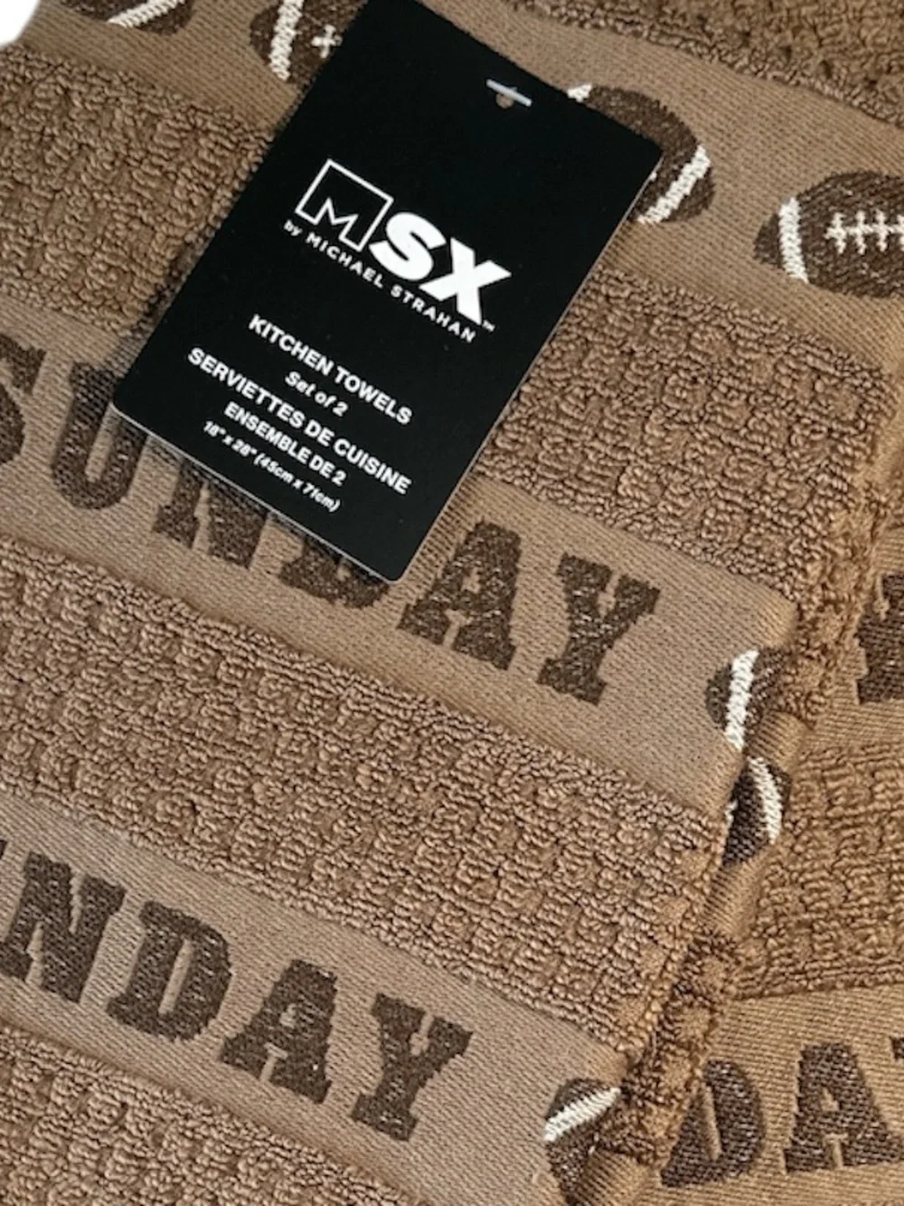 NEW MSX Brown SUNDAY FUNDAY Kitchen Towel Set/2